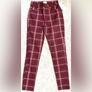 FRENCH CONNECTION red FT Tilly Tartan skinny Jeans pants 0 XS